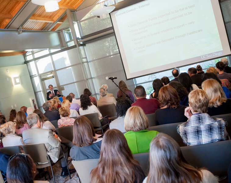 Chancellor Khosla speaking at event